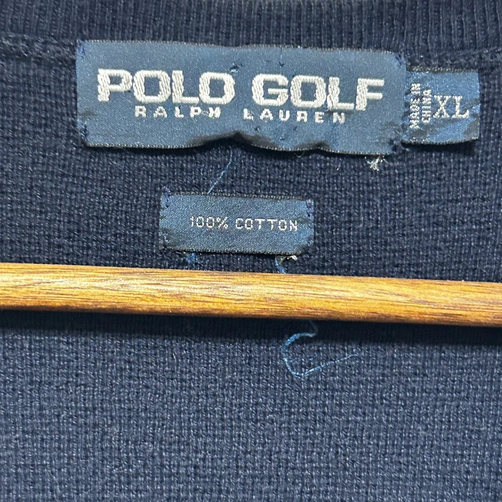 Polo Golf Ralph Lauren Mens Preppy Old Money Sweater Vest XL Navy V-Neck Classic